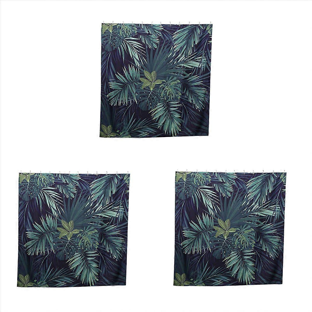 Green Shower Curtain Leaves Printing Pattern Plant Pattern Polyester