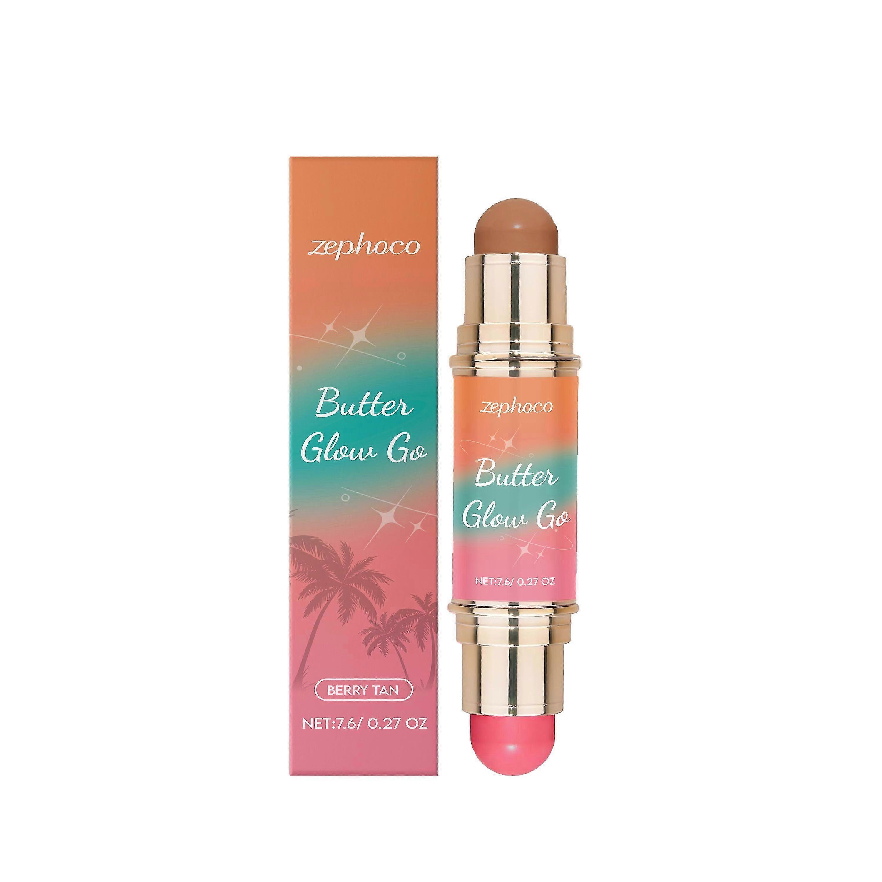 Zephoco Multi-Purpose Contour Stick Double-Headed Three-Dimensional Shaping Repair Blush Stick Soft Mist Makeup Effect Portable Makeup