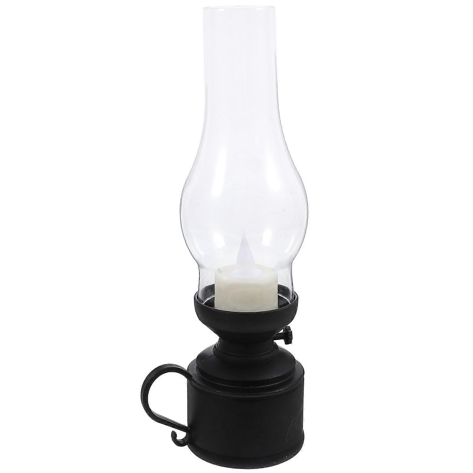 Vintage LED Kerosene Lamp Retro Lantern for Christmas Decor and Emergency Lighting Black Large