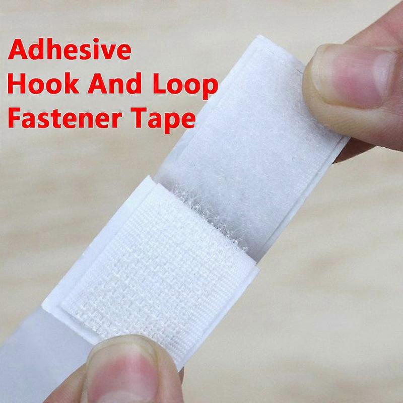 1/2/5M Strong Self Adhesive Fastener Hook and Loop Strips with Glue Double-Side Mounting Tapes for DIY Craft 20-50mm White
