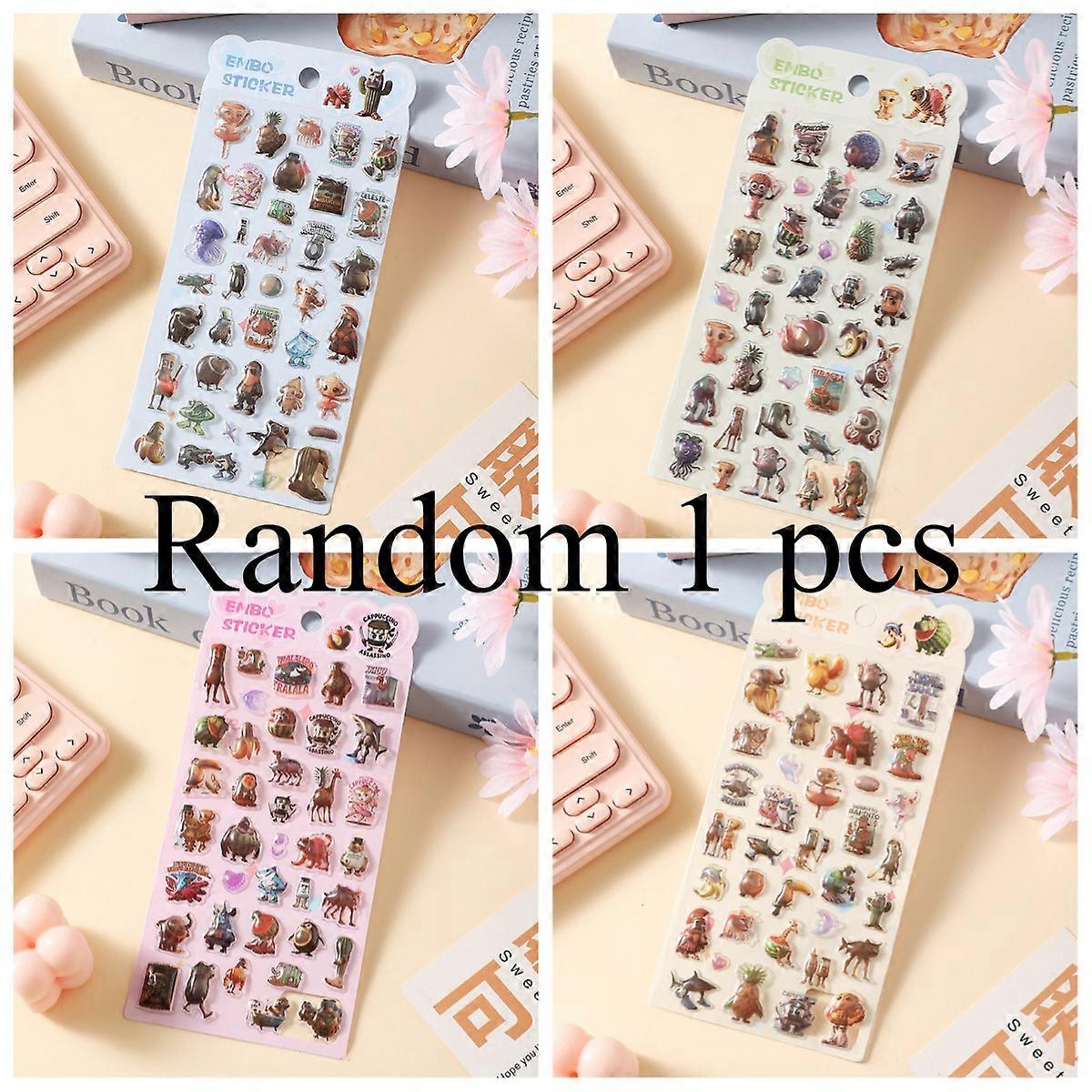 1/4p 3D The Classic of Mountains and Rivers embossed diamond stickers with cartoon theme, PVC bonbon drop seal��DIY