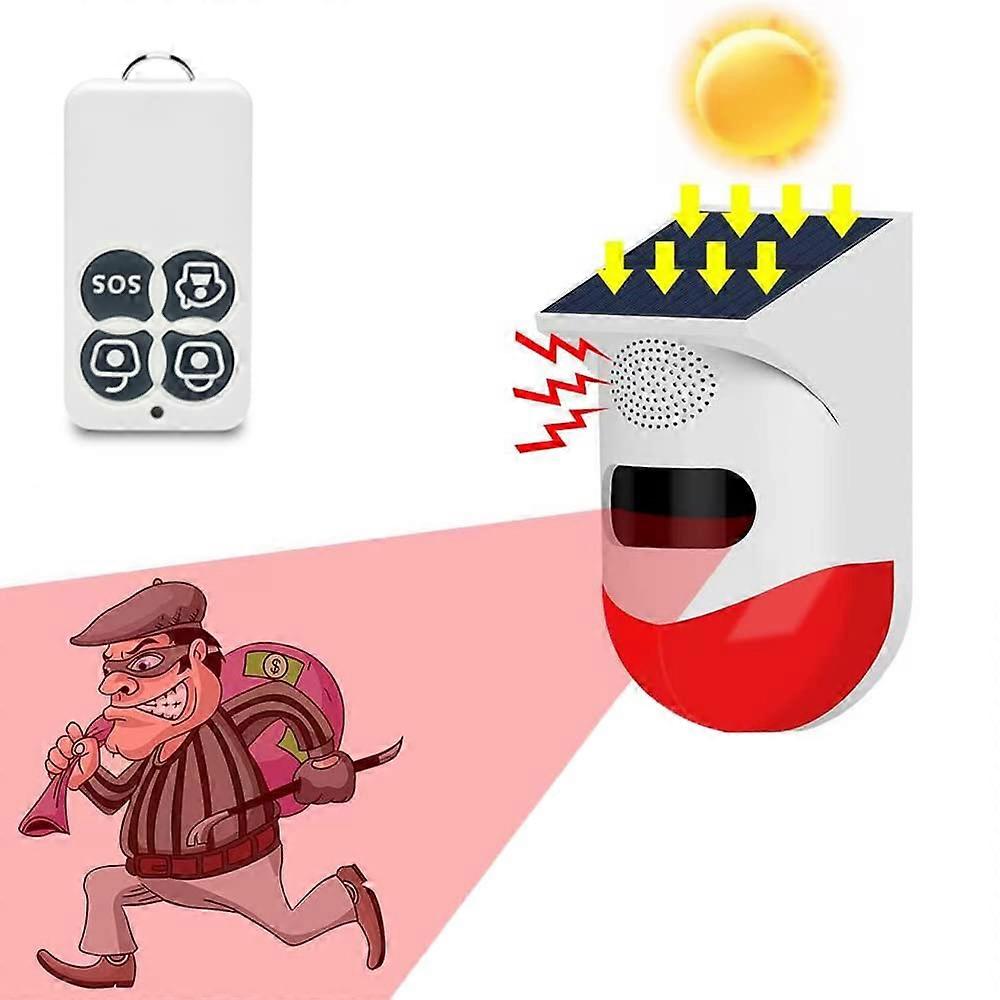 Solar Alarm Light with PIR Motion Sensor, IP67 Waterproof Strobe Siren for Home and Farm Security