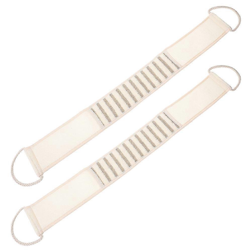 Exfoliating Back Scrubber Linen Bath Towel for Shower 2Pcs Beige Set