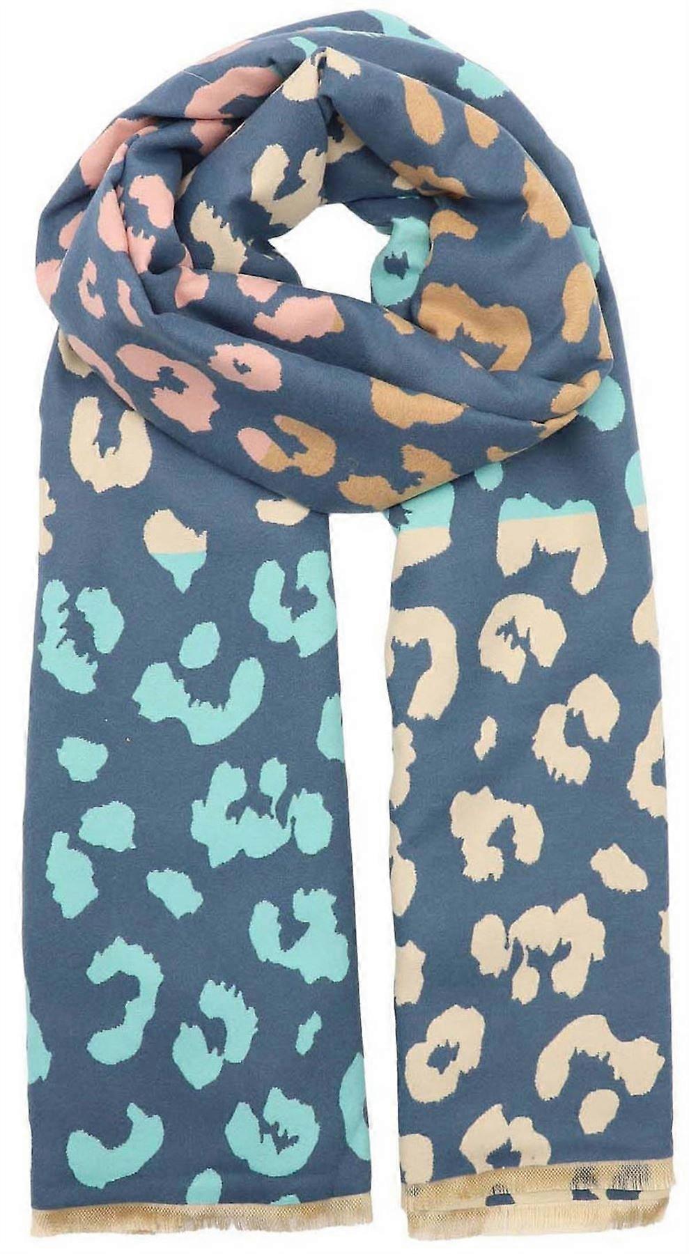 Zelly Abstract Animal Winter Weight Scarf - Blue