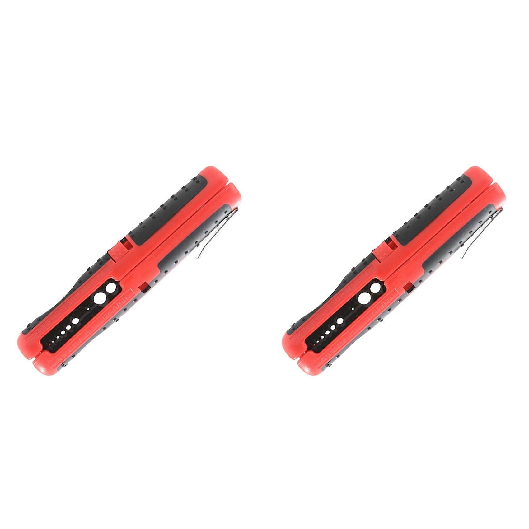 2PCS Wire Stripper Multi-Function Portable Pen Stripper, Network Cable, Wire, Coaxial Cable, Wire Cutter,10-20AWG,Red