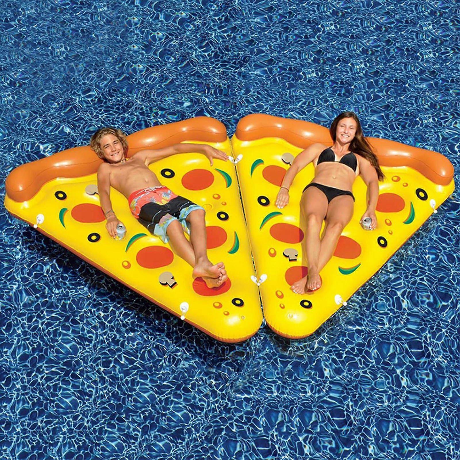 Inflatable Pool Float Pizza Shape Lounge Chair with Headrest and Cup Holder, Large 180x150cm 2 Pack