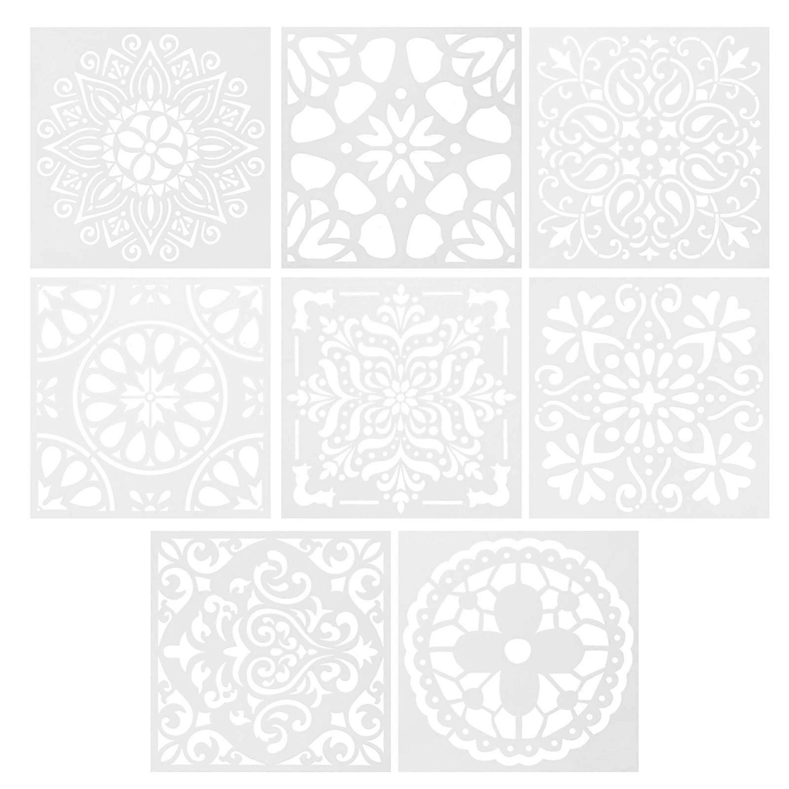 Drawing Stencils Mandala Painting Template for Drawing 8Pcs White Set
