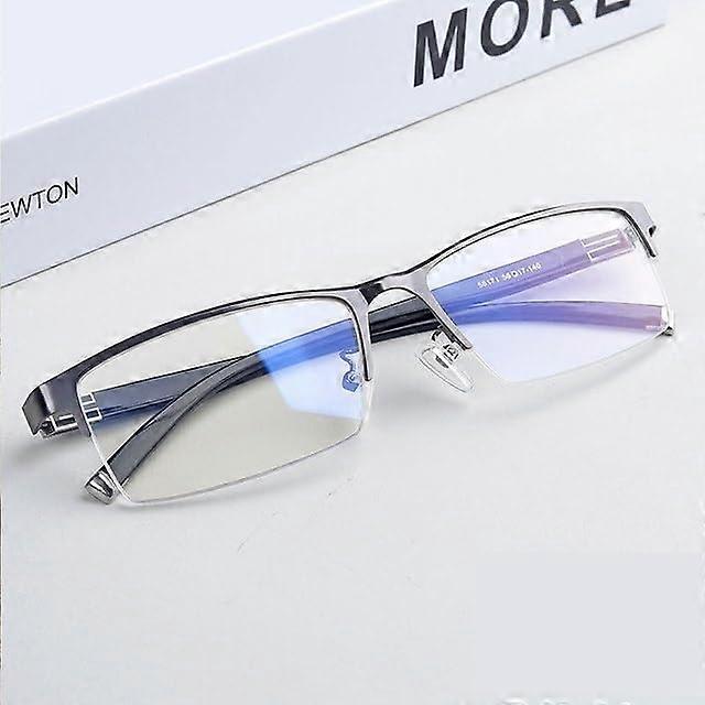 Blue Light Blocking Computer Reading Glasses +3.50 Gray Rectangle Frame UV Protection