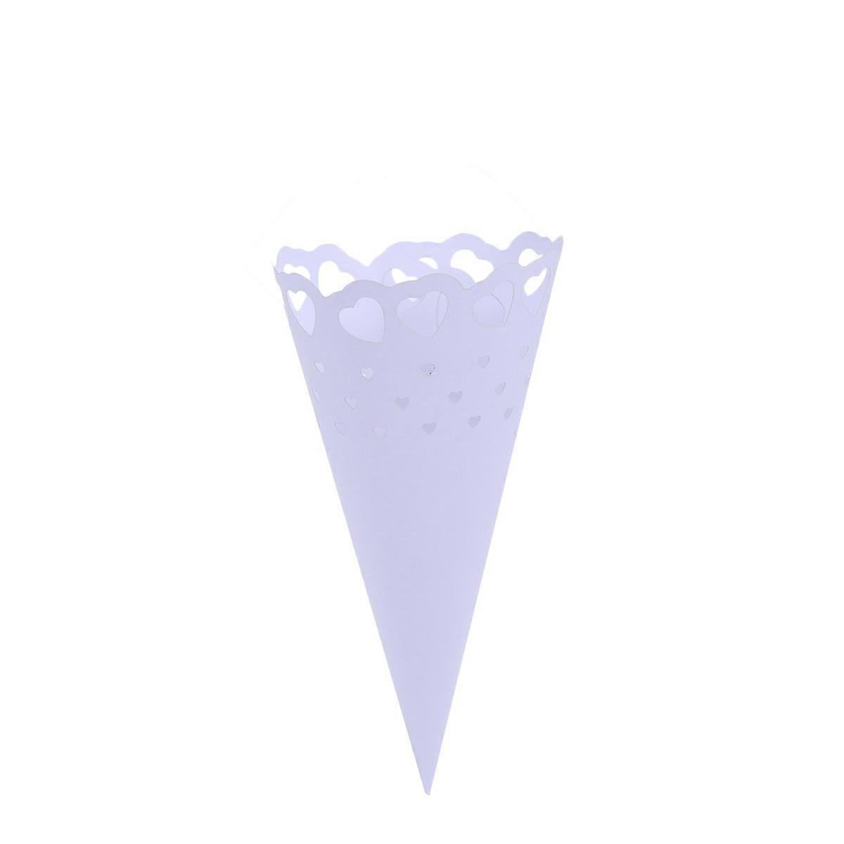 Flower Packaging Paper Heart Pattern Cone for Decoration 50Pcs White