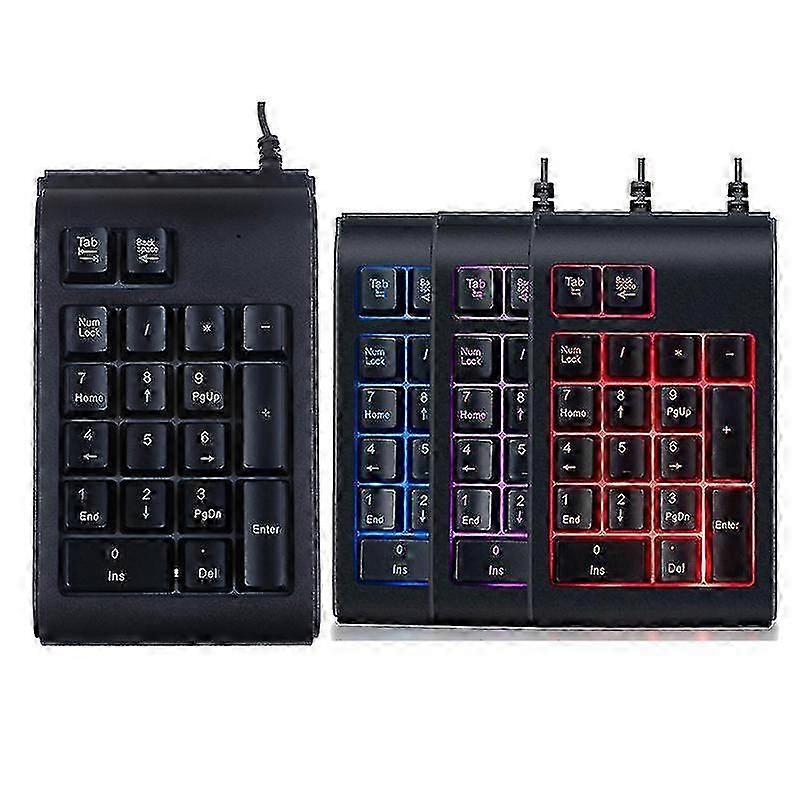 19 Keys Number Keyboard Usb Wired Mechanical Numpad Mini Numeric Keypad With Led