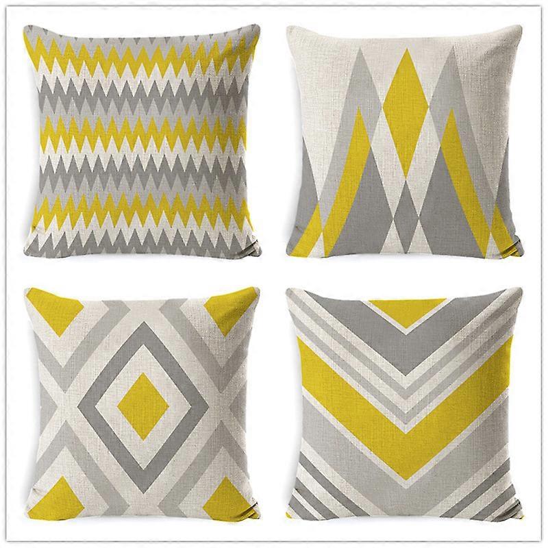 Geometric Cushion Covers 18"x18" - Soft Polyester, 4pcs Decor