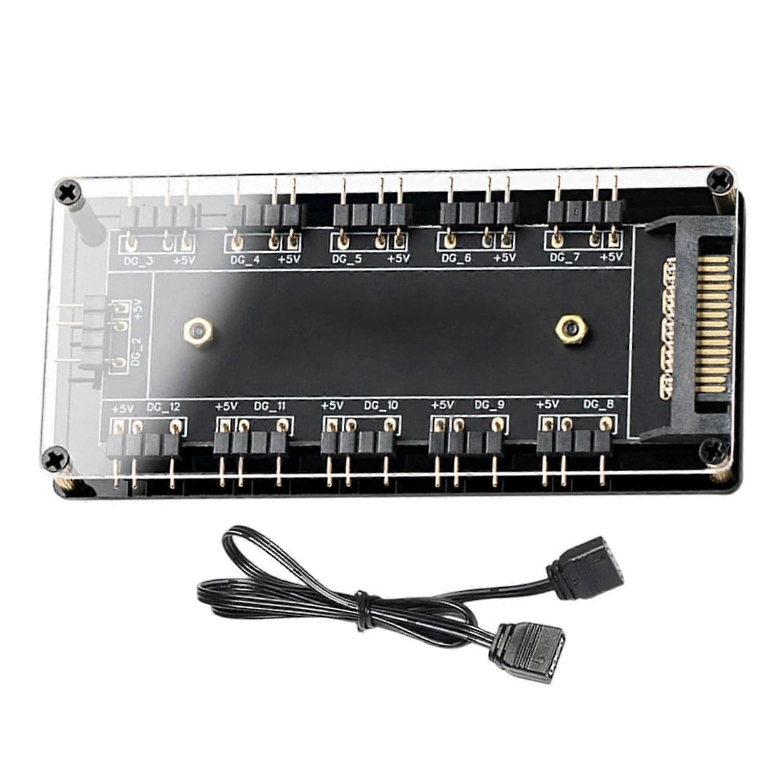 10Port PC Fan Hub ARGB Controller for Gaming PC, MultiDevice Sync and Easy Installation