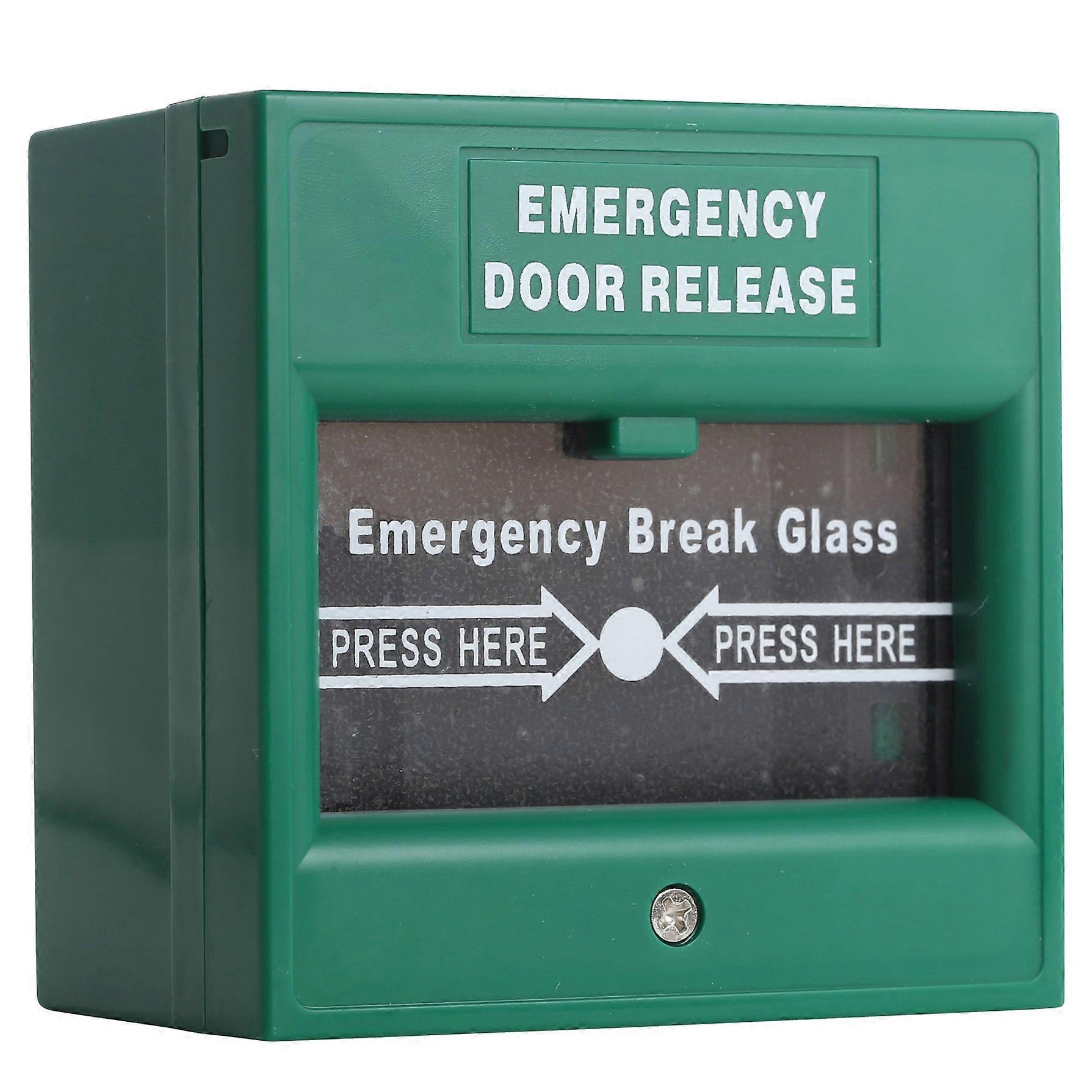 Emergency Exit Release Button for Fire Alarm with Green Break Glass and Fireproof Safety Construction
