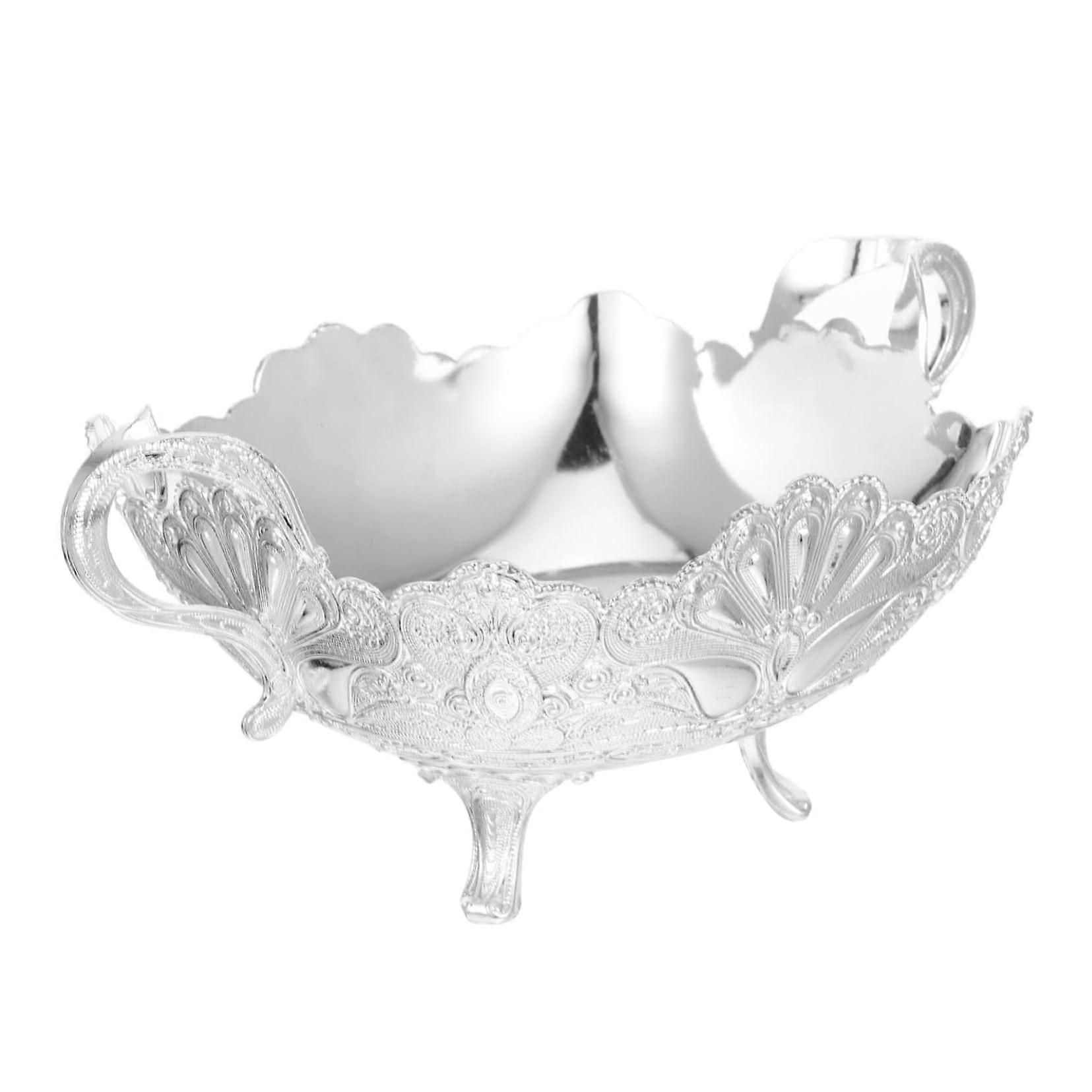 Elegant Silver Footed Fruit Bowl with Ample Capacity for Kitchen Counter and Party Snack Display