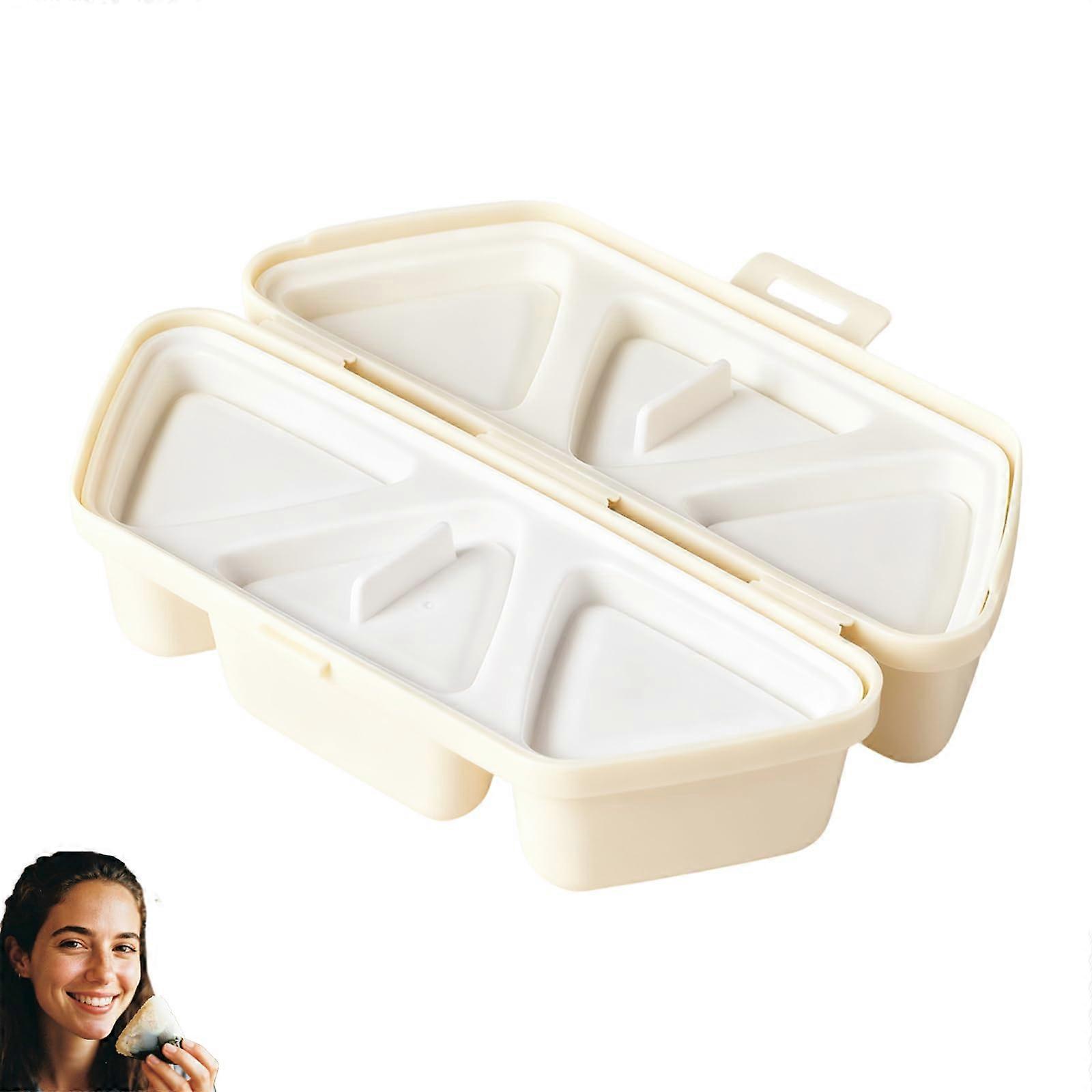 6 Cavity Onigiri Mold Triangle Rice Ball Maker Easy Clean Quick Release Bento Lunch Beige