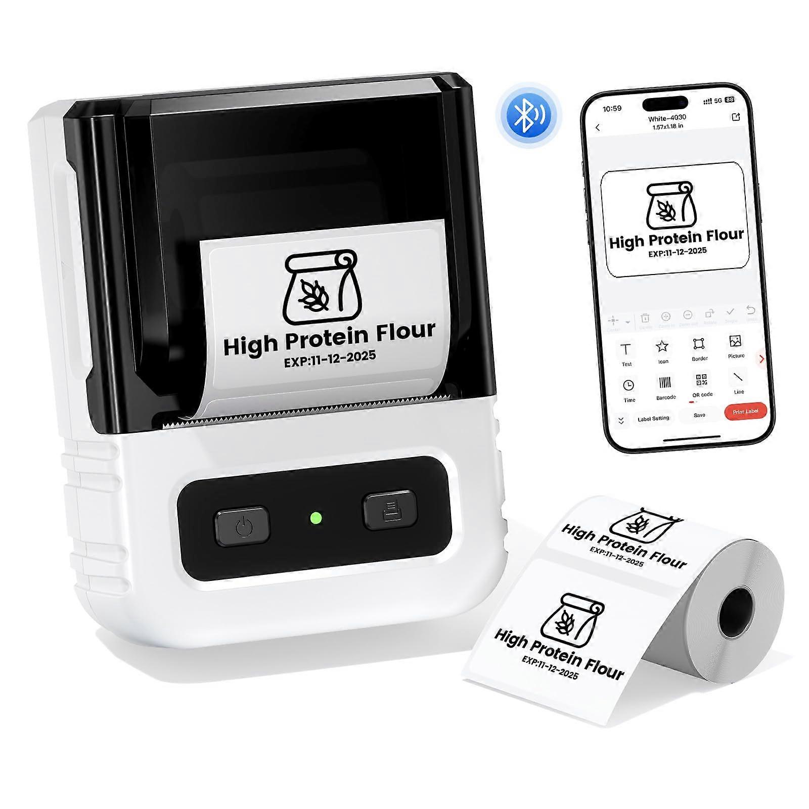 Bluetooth Label Printer M102 with Tapes, Inkless Thermal Printing, Mini Barcode Maker for Home Office