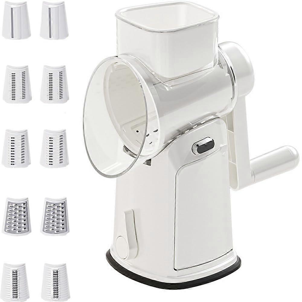 Rotary Cheese Grater with Handle, MultiBlade Vegetable Slicer, Fast Safe Chopper for Kitchen