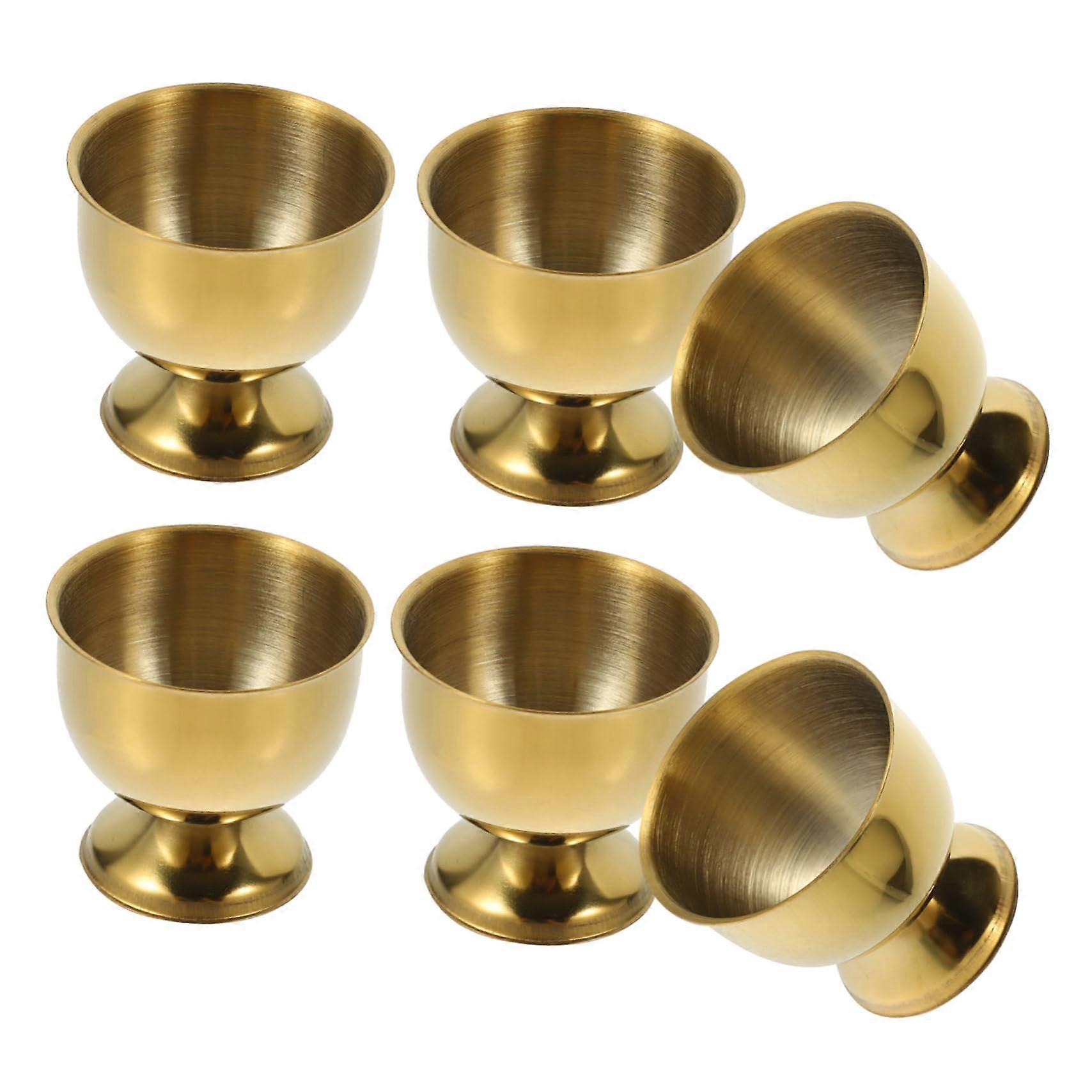 6pcs Gold Stainless Steel Egg Cup Holder Set with Stable Flat Base for Breakfast and Dining Table
