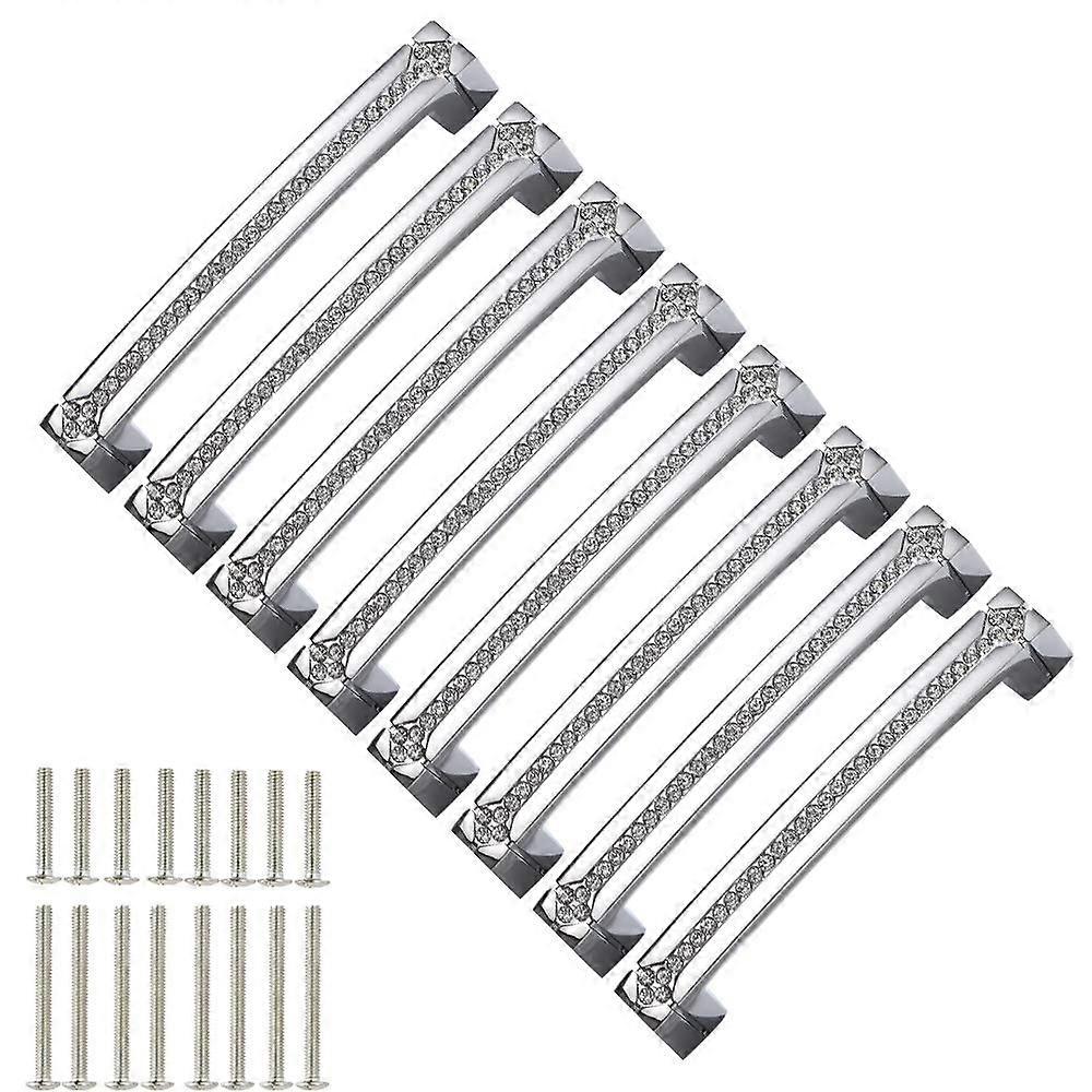 Polished Chrome Cabinet Handles 160mm Hole Spacing Kitchen Drawer Pulls 8 Pack with Screws
