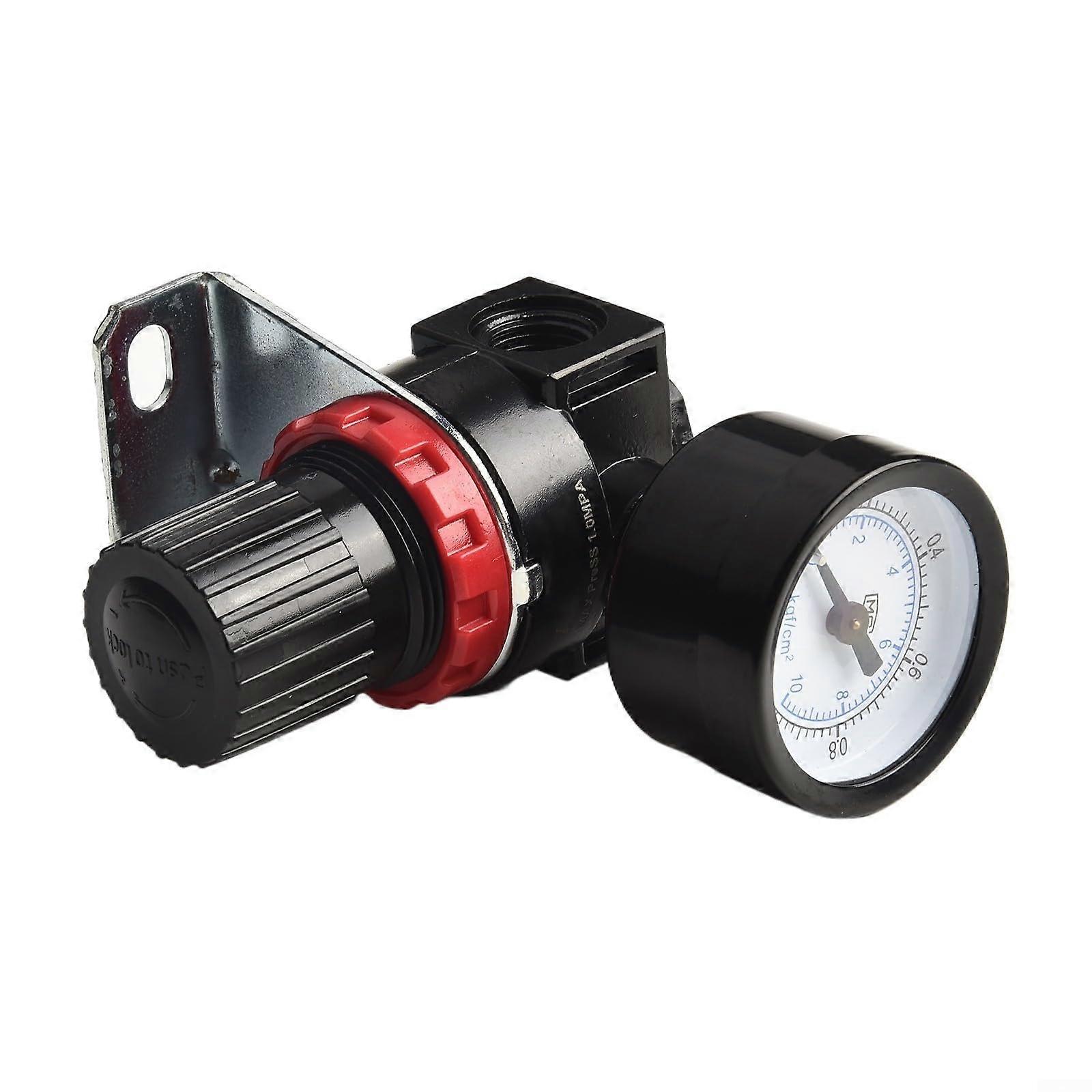 AR2000 Air Compressor Regulator with Gauge 1/4 Inch Adjustable Pressure Control Valve Black