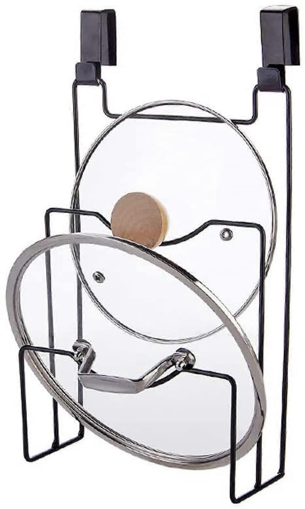 Metal Pot Lid and Spoon Holder Space Saving Kitchen Utensil Rest Black