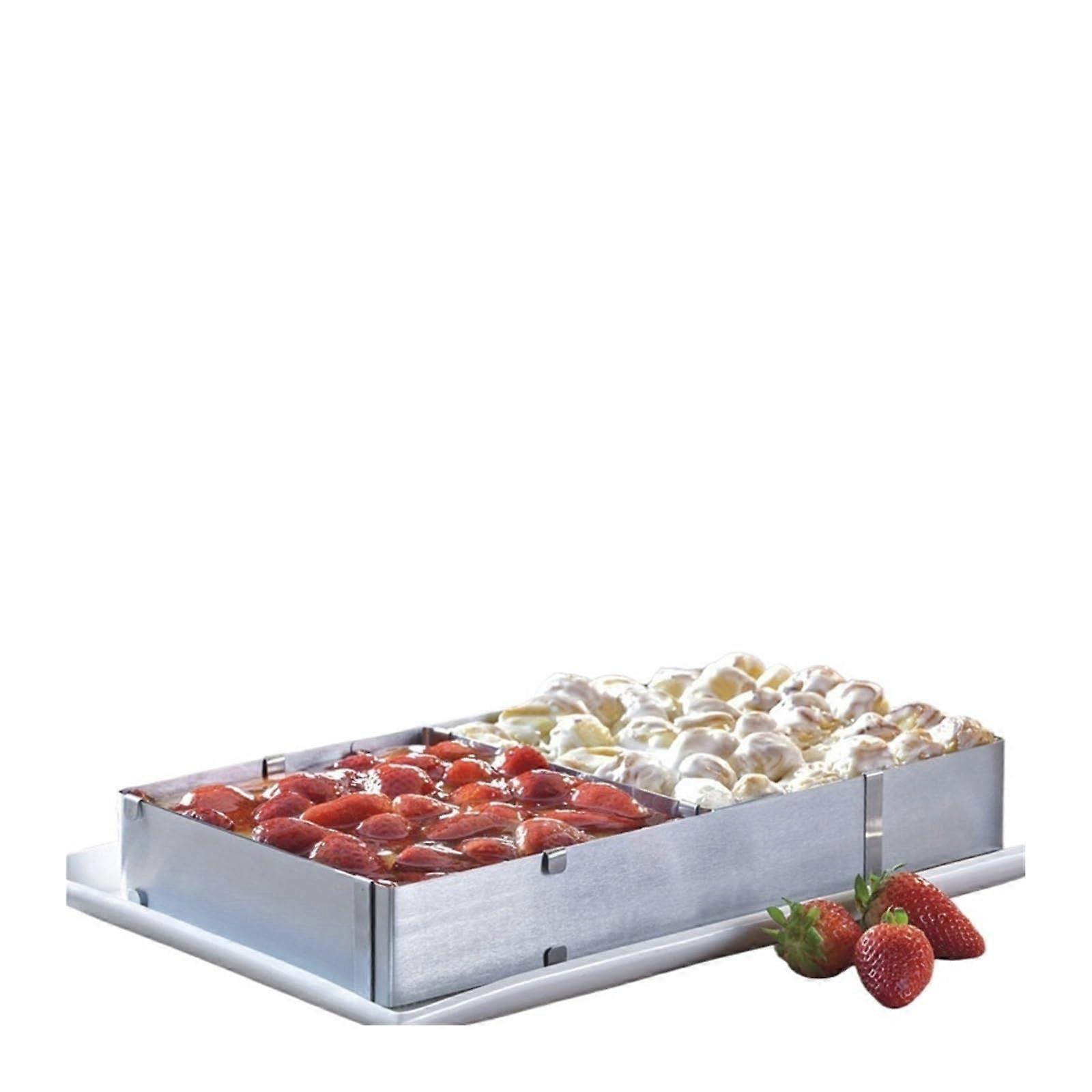 Adjustable Rectangular Cake Mold with Spacer Strips for Uniform Heat and Easy Demolding