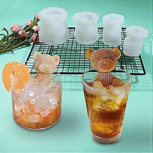 Large Silicone Ice Bear Mold 2 Pack Reusable Cute Bear Ice Cube Tray Easy Release