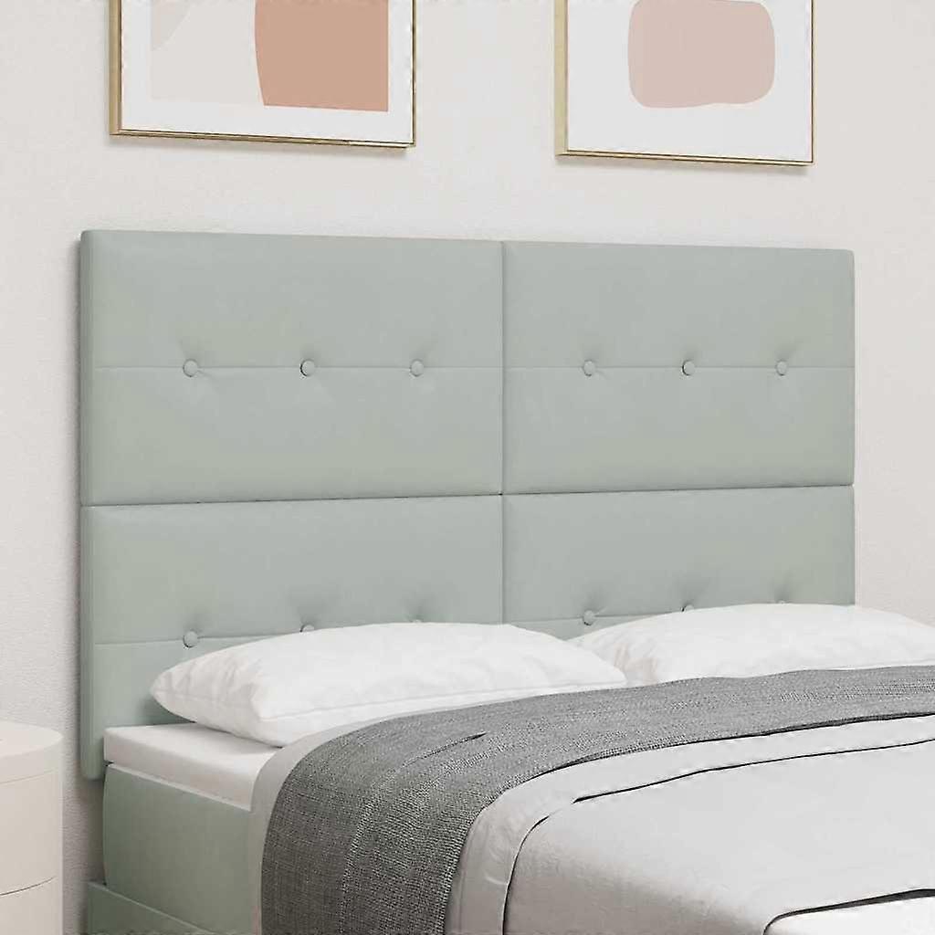 LED Kopfteil mit LED-Lichtleisten Hellgrau 144 cm Polyester