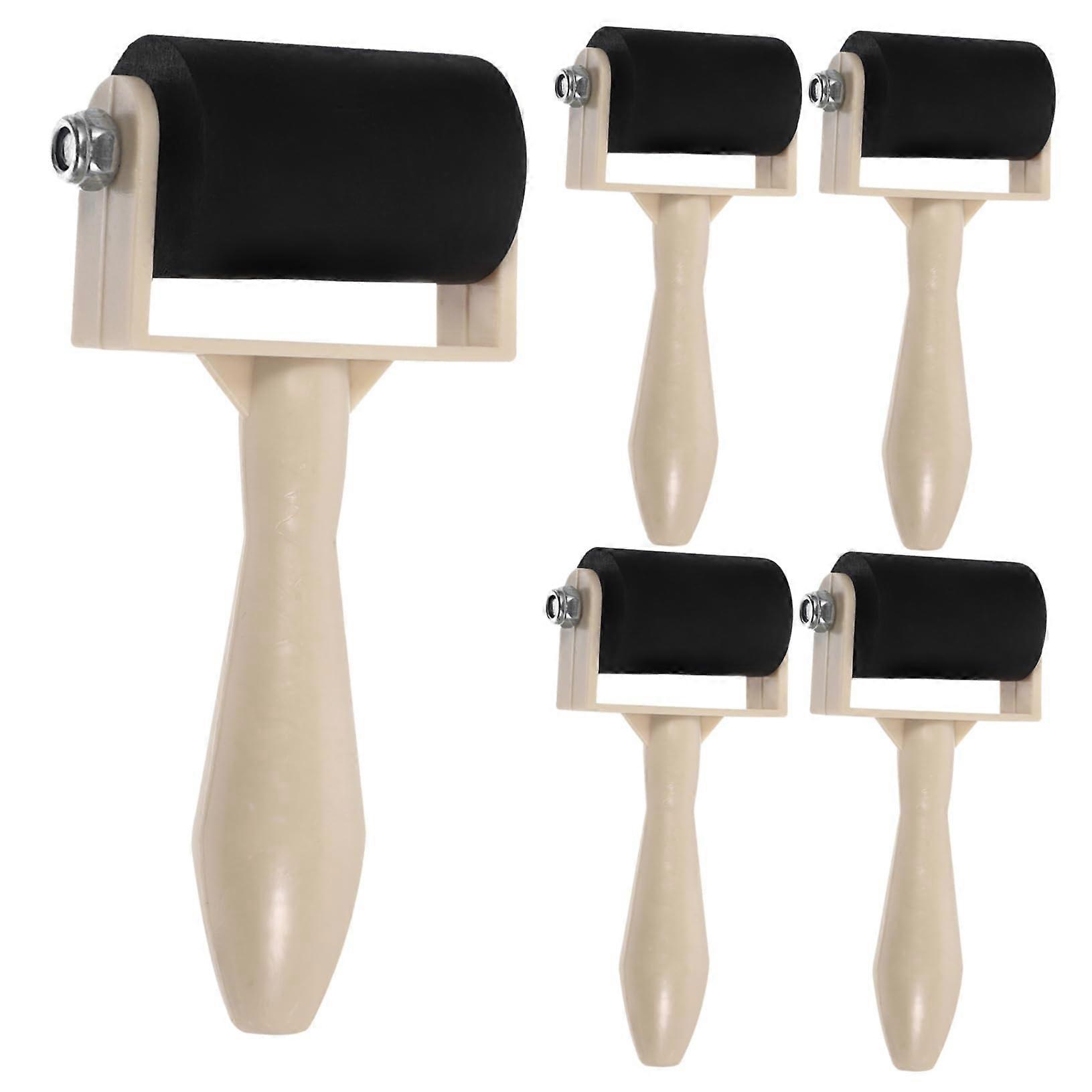 5pcs Printmaking Roller Set Rubber Ink Brayer for Smooth Coverage Craft and Painting Projects