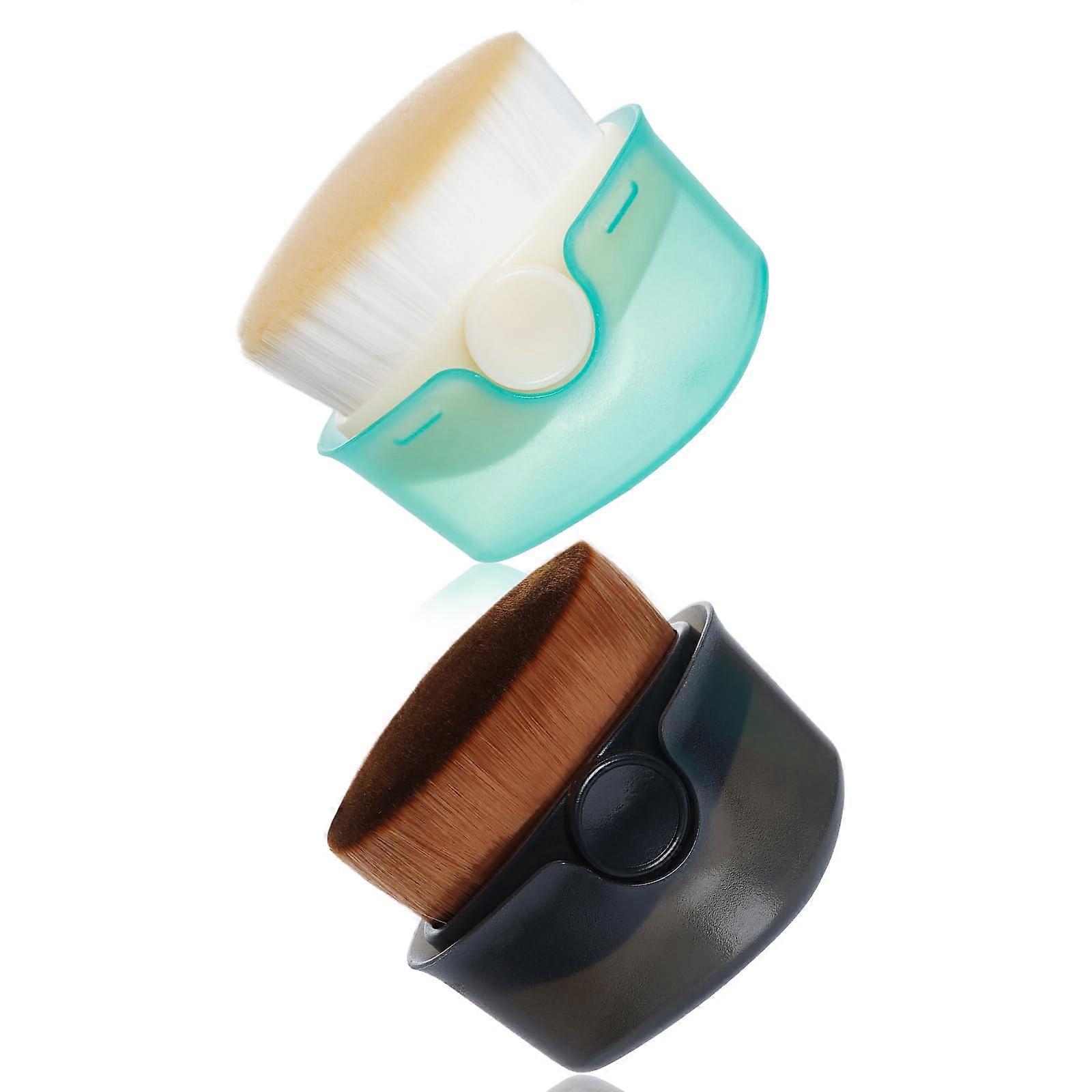 2PCS Sunscreen Applicator Brush Set with Protective Caps for Body and Face, Compact Travel Size