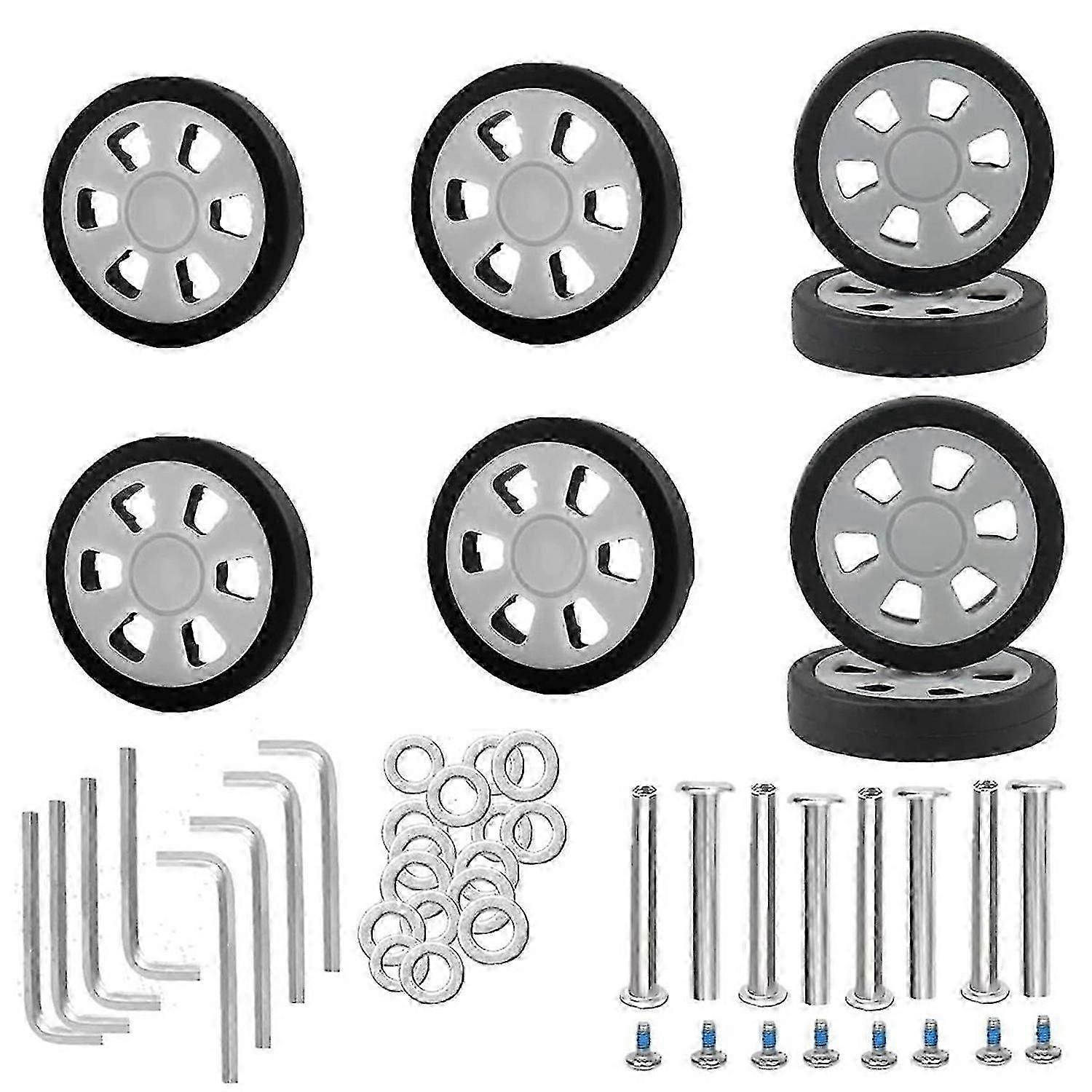 8pcs Suitcase Wheels Replacement,2.36in/60mm Thick 0.47in/12mm Resistant Rubber Mute Caster Replacem
