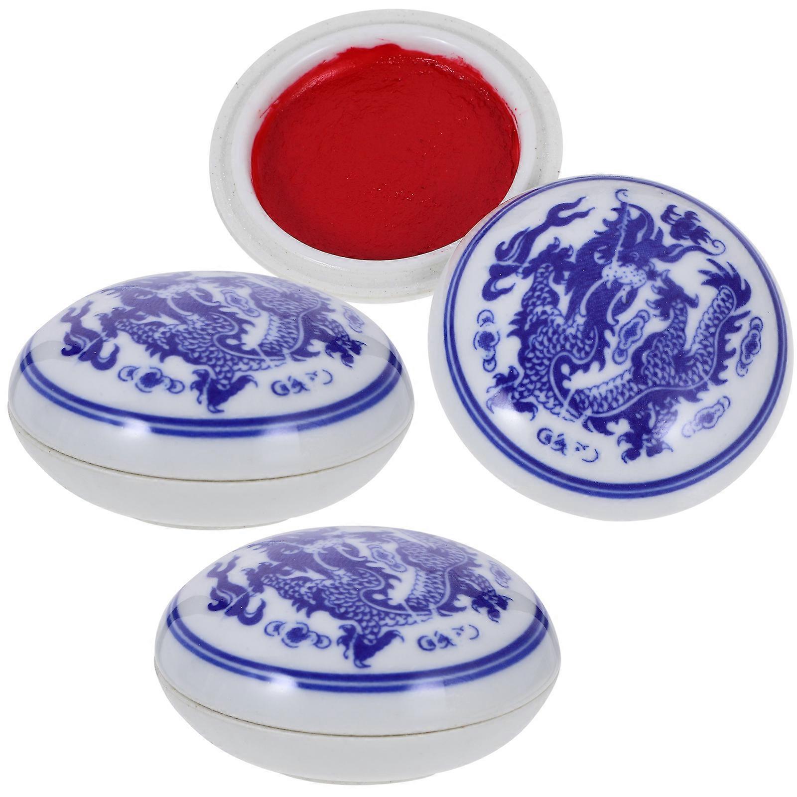 Chinese Style Dragon Pattern Ink Pad for Painting Use 3Pcs