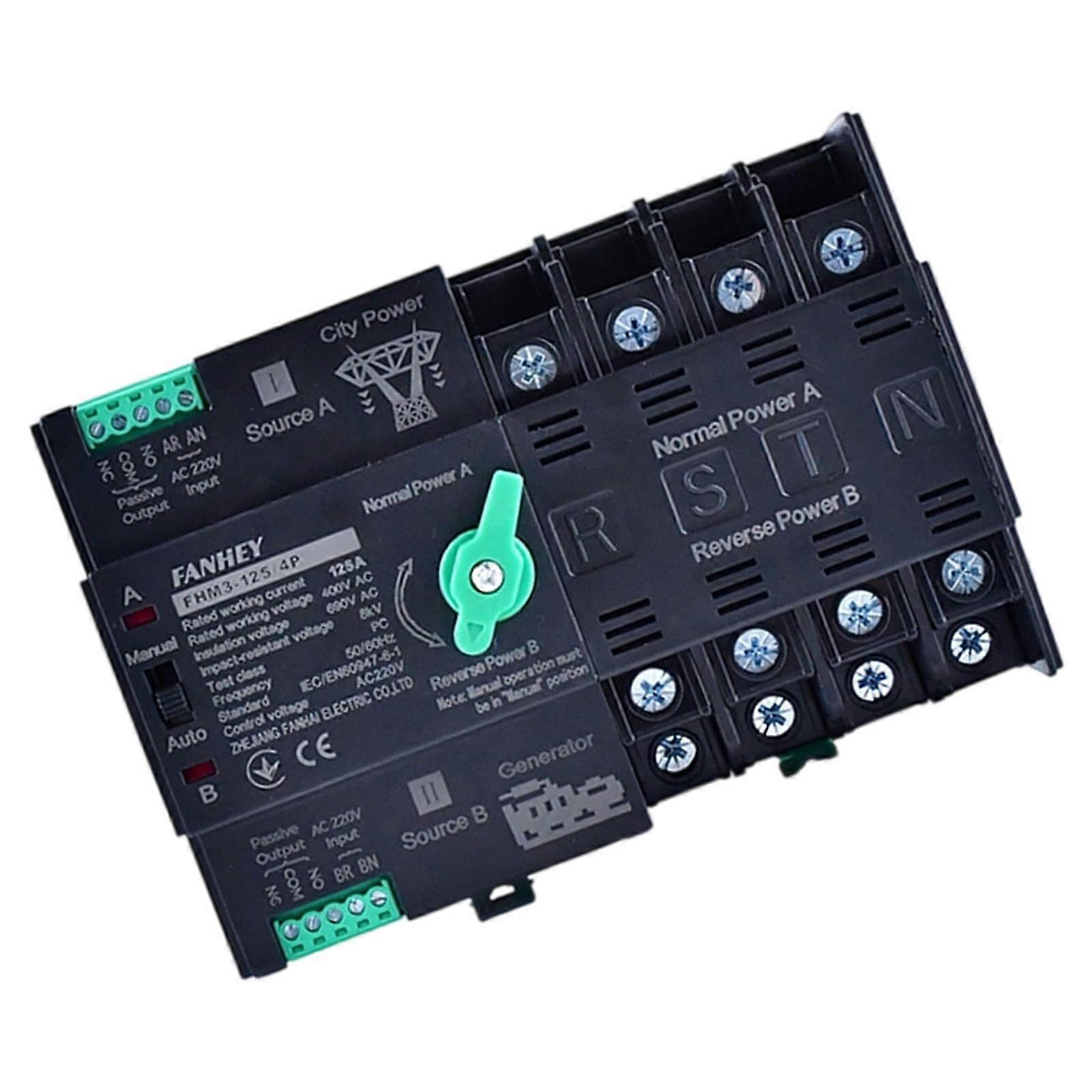 125A Automatic Transfer Switch Dual Power 2 Pole for Generator Residential Commercial Backup