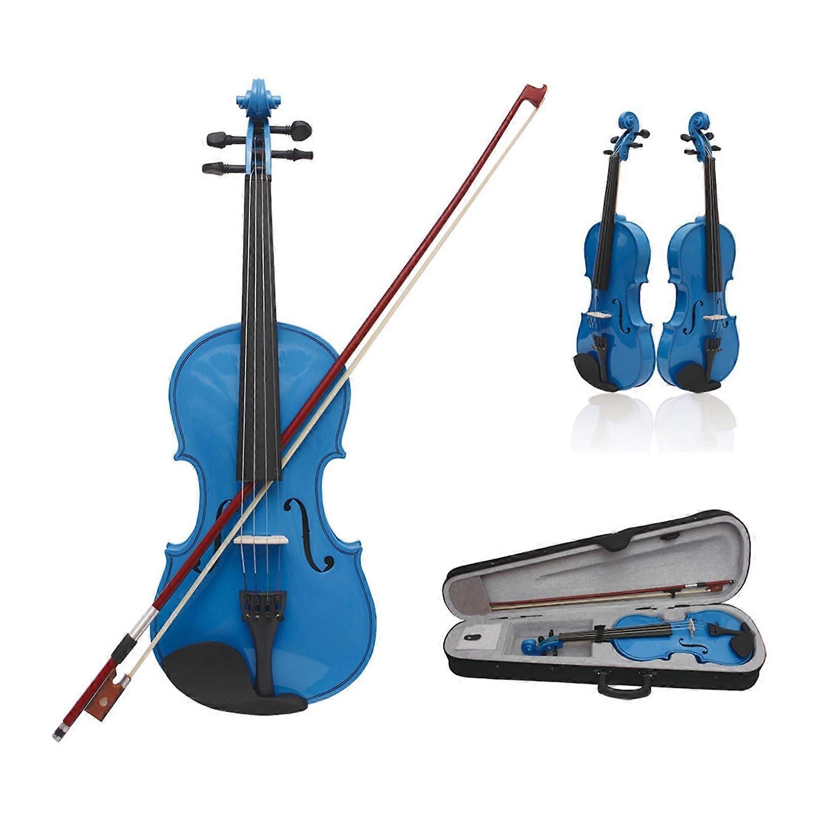 4/4 Dark Blue Professional Violin Solid Wood for Adults Beginner to Advanced Players