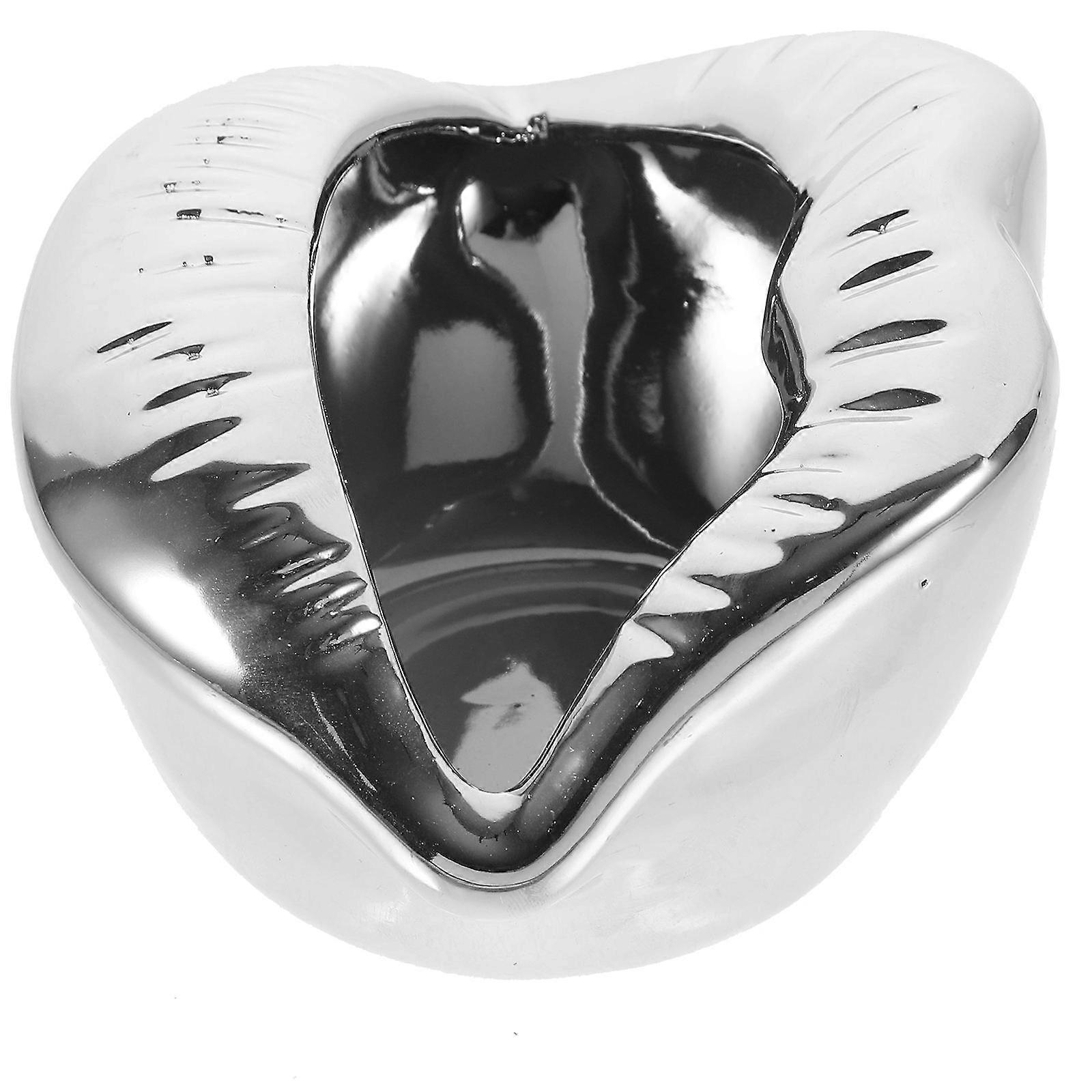 Silver Lip Ceramic Ashtray for Home Use Creative Ashtray for Cigarettes