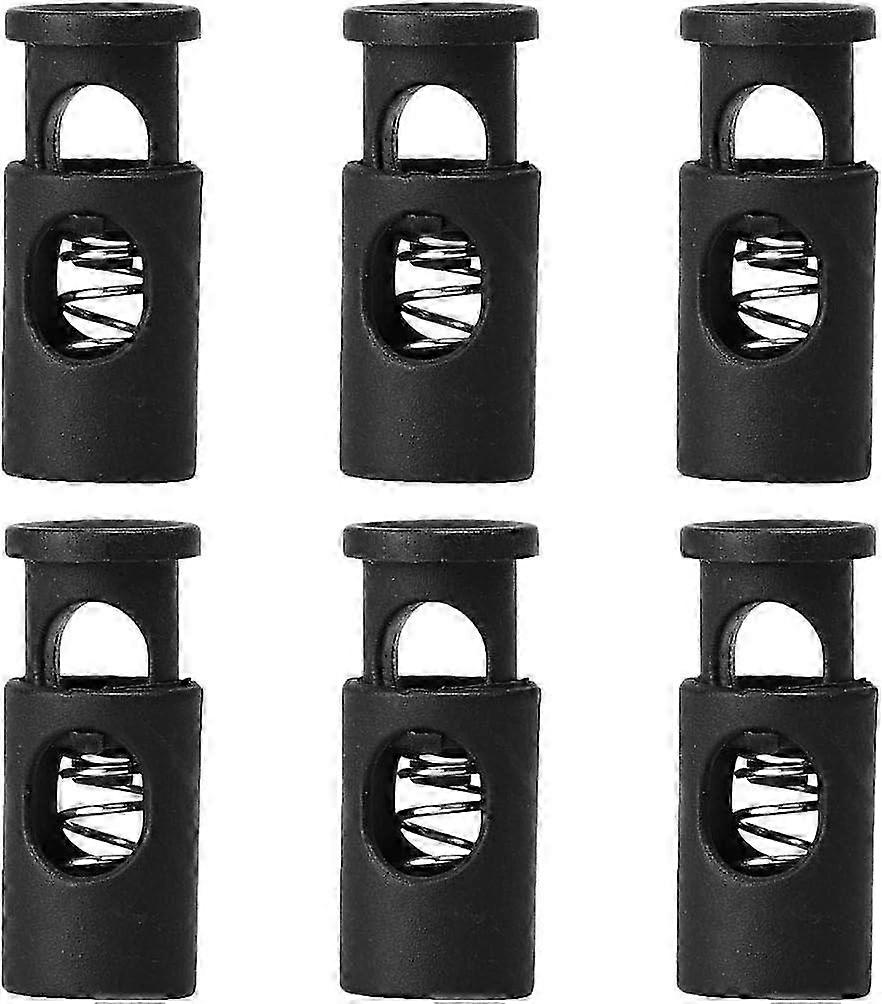 Pack of 6 Drawstring Toggles, Plastic Spring Buckle