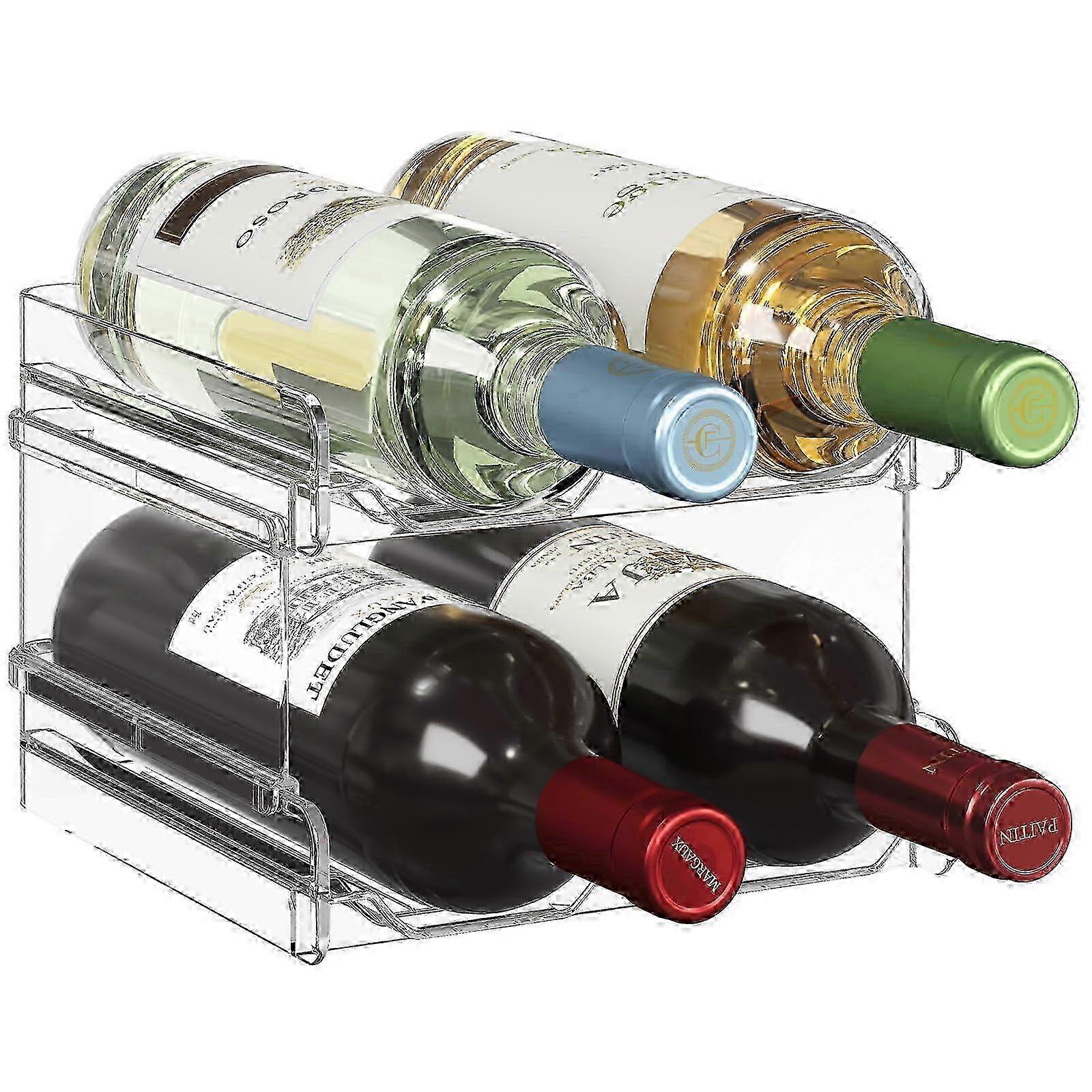 Plastic stacking bottle racks, refrigerator/cabinet, 4 bottles