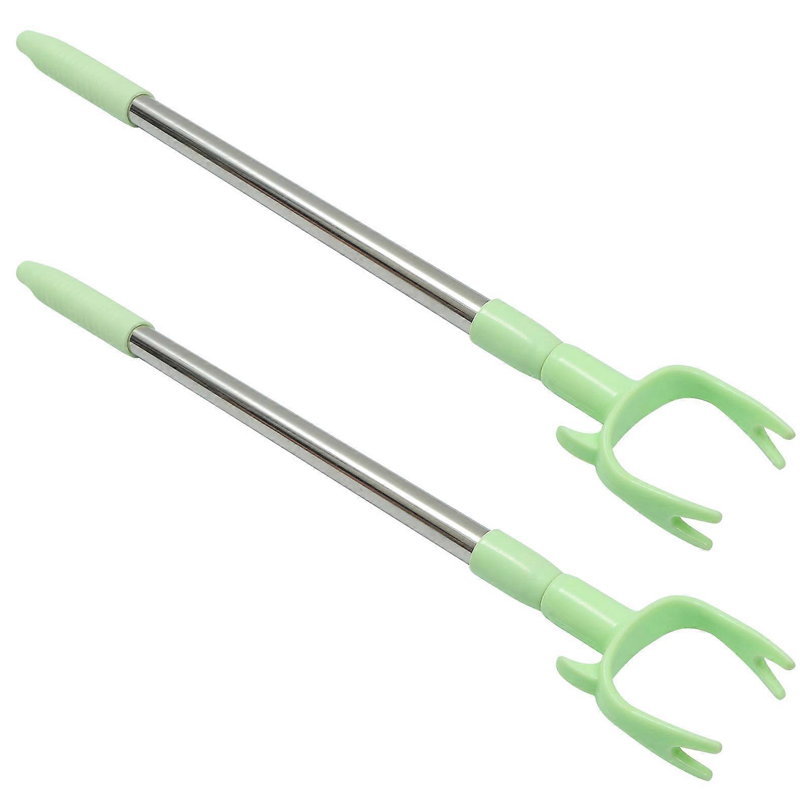 2pcs Practical Clothes Drying Fork Retractable Clothes Rod Home Clothes Fork