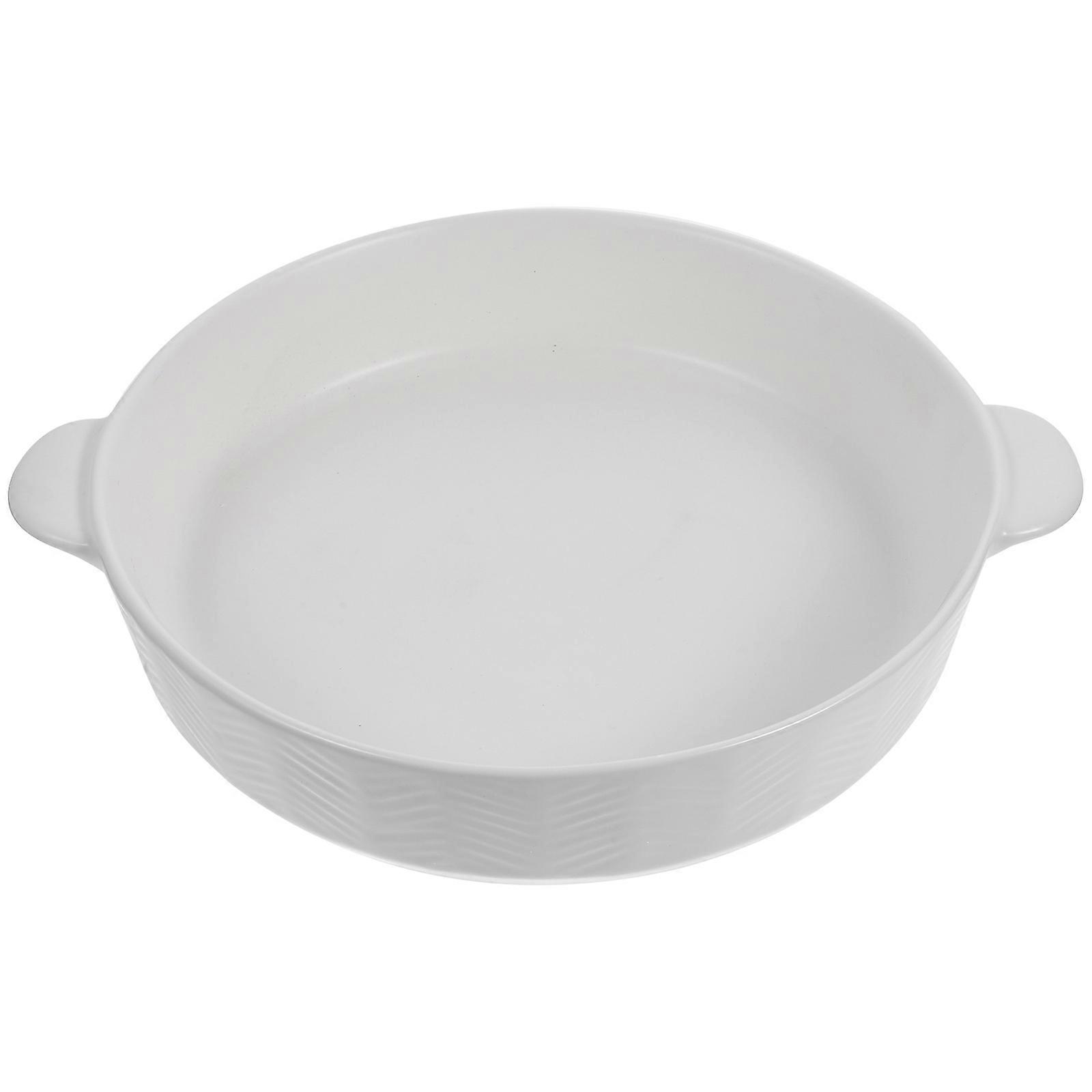 Baking Dish Roasting Pan Round Baking Dish Ceramic Bakeware Double Handle Baking Dish