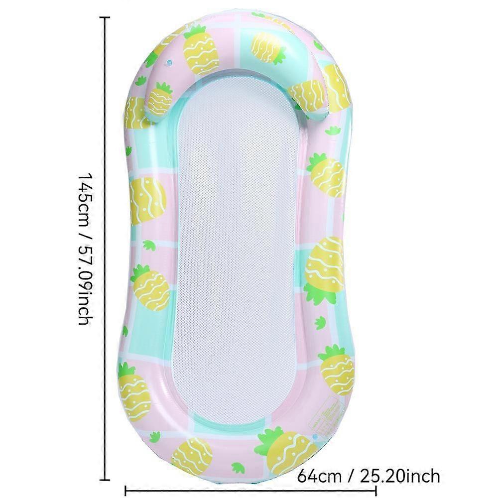 Inflatable Thickened Floating Bed Lime Pineapple Pattern