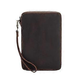 1 Piece Crazy Horse Cowhide Leather Watch Band Travel Organizer Case with 12 Card Slots for Men Women