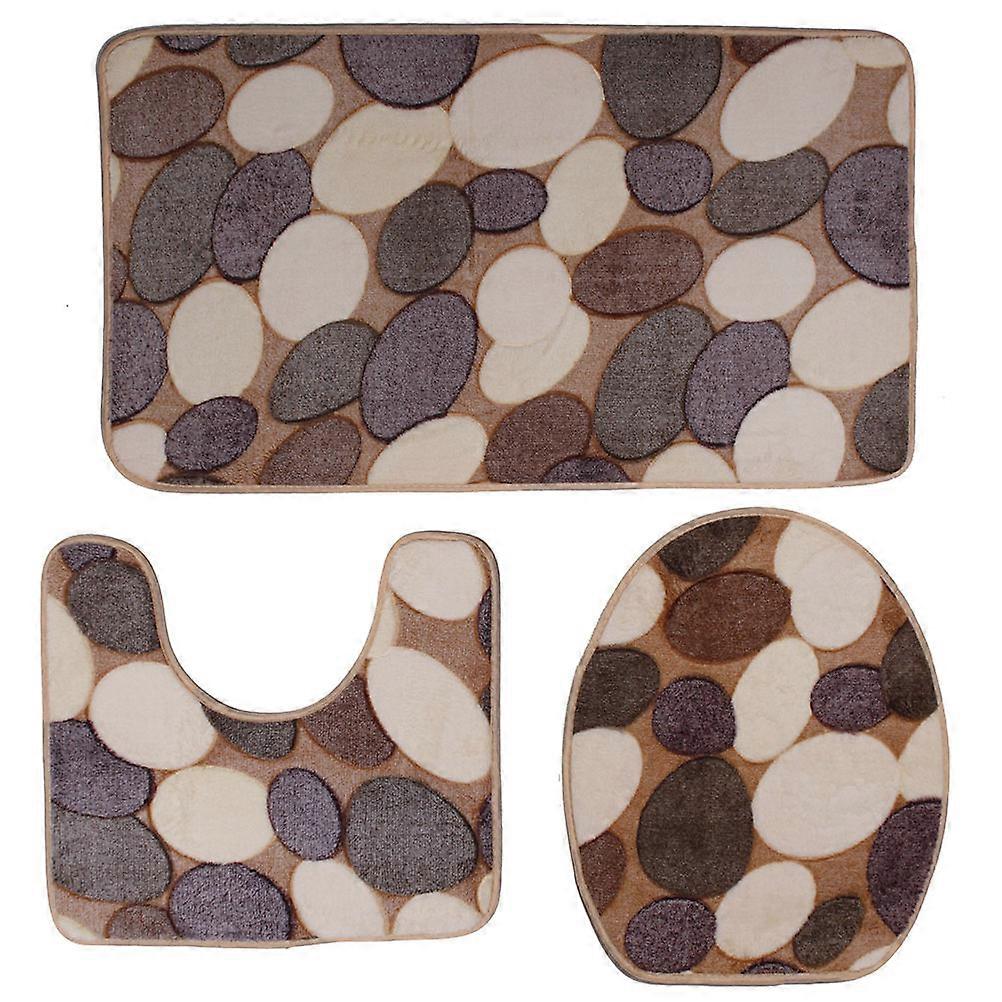 Closestool Mat Set Bathroom Mat for Quick Moisture Absorption 3Pcs