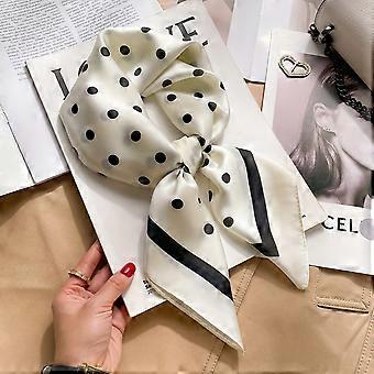 Damen-Schal aus Kunstseide mit Polka-Dots, stilvolles quadratisches Halstuch, wärmendes Halstuch, Haarband, elegante Taschenverzierung