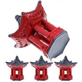 4pcs Mini Pavilion Statue Japanese Resin Pavilion Bonsai Micro Landscape Pagoda Decoration