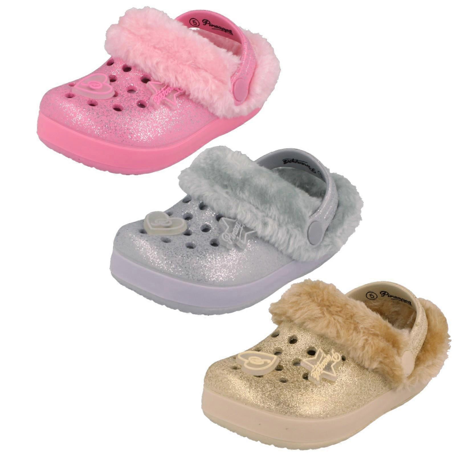 Ananas-Clogs für Mädchen mit Kunstfellfutter H2694