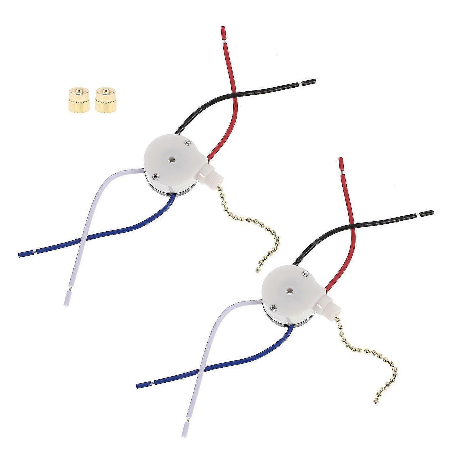 Ceiling Fan Pull Chain Switch 3-Speed Control 2Pcs Pull Chain Switch Kit