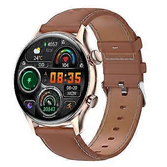 HK8Pro Pantalla AMOLED de 1,36 pulgadas Correa de cuero para reloj inteligente Correa de cuero (oro)