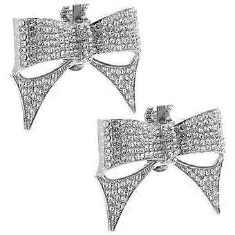 1 par de adornos en forma de nudo de arco decoración de zapatos de moda amuletos de zapatos de nudo de lazo (plata)