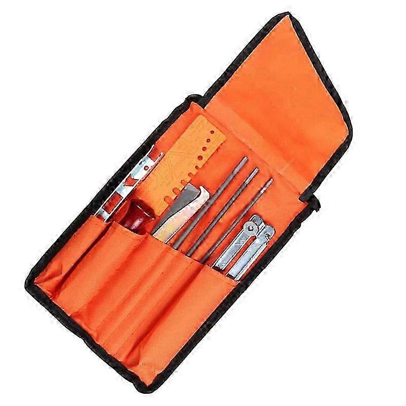 Universal Chainsaw Field Sharpening Kit, Chainsaw Chain Sharpener Round Files, Flat File, Handle, Fi