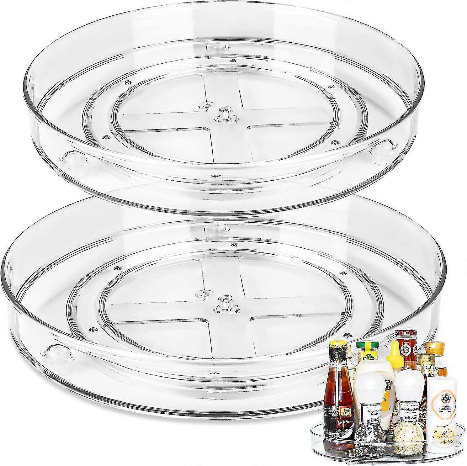 2pcs Cupboard Organizer Rotating Rack For Kitchen Storage